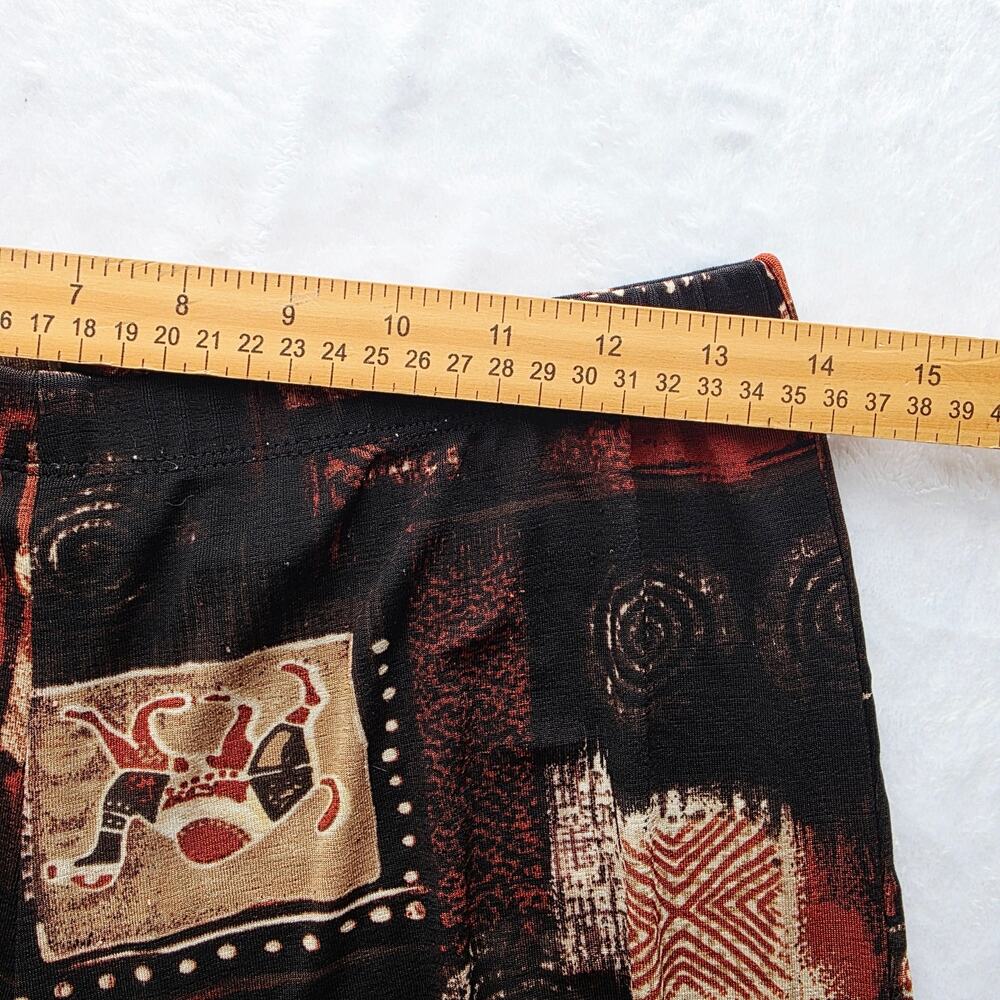 Chicos Travelers Pants Size 1 8 Medium Black Tribal African Safari Print Pull-On - Picture 11 of 14